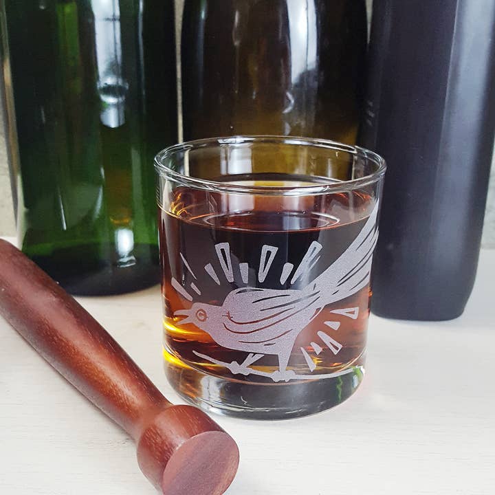 Monster Dance Designs – wholesale Cocktail-/likörglas – Grackle Kråka fågel etsad whisky glas