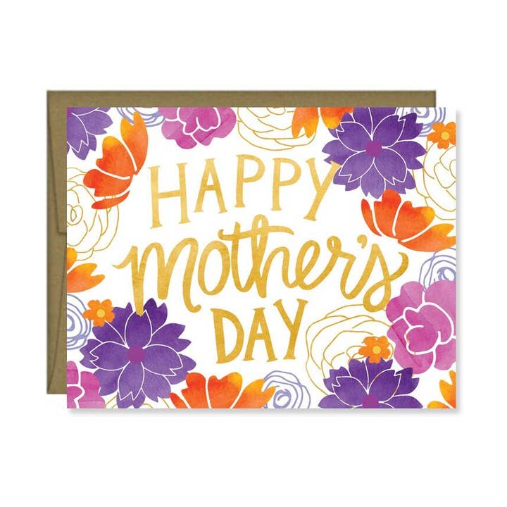 Happy Mother's Day Watercolor Orange And Purple for wholesale by Pen & Paint