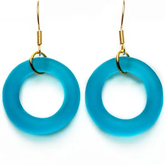 Smart Glass Recycled Jewelry - Wholesale Dangle Earrings - GOLD SEAGLASS STYLE SIMPLE EARRINGS0