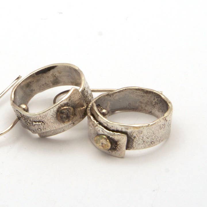 TKHE Sterling Silver Hoop Dangle Earrings, Bronze Accents for wholesale by Tamara Kelly Designs