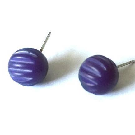 Navy Blue Corrugated Stud Earrings for wholesale by Leetie Lovendale