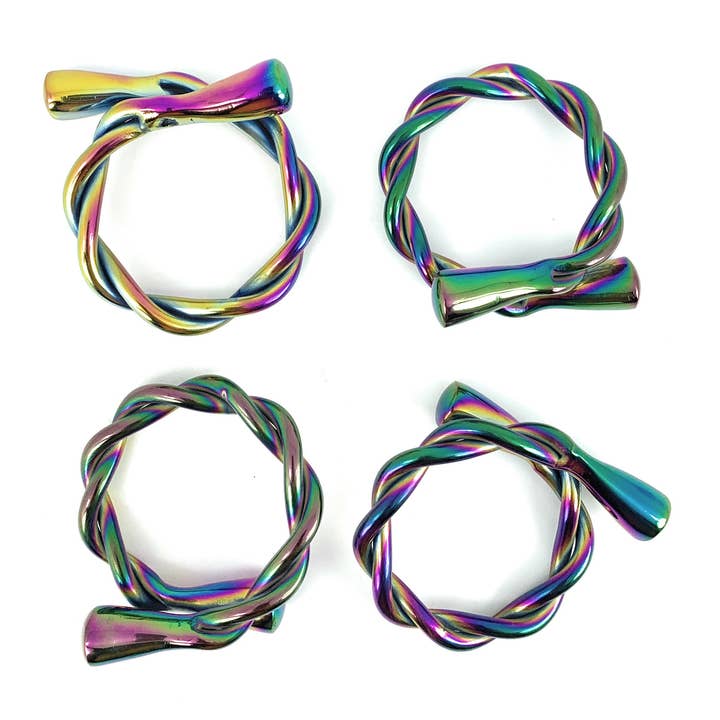 Twisted Napkin Rings Set of 4 Multicolor 2 Inches for wholesale by Vibhsa