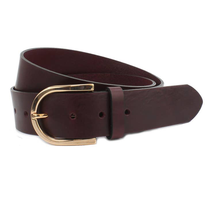 The British Belt Company - Wholesale Belt - Women's - Full Grain Veg-Tan Oxblood Leather Ladies Belt - Josephine