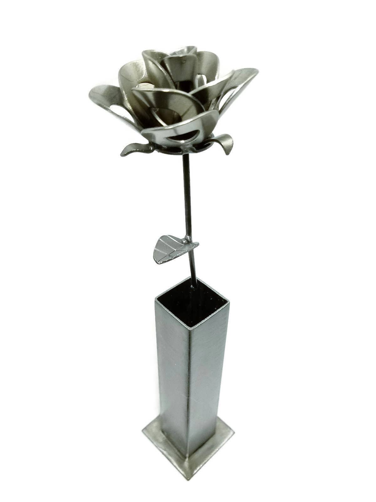 Metal Relic - Wholesale Vase - Single Immortal Rose And Bud Vase1