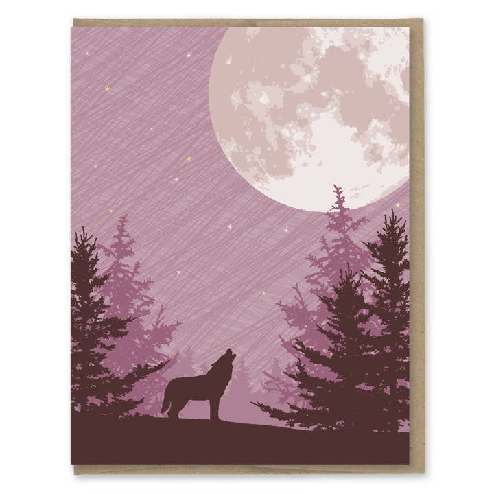 Wolf Moon Leere Notizkarte für den Großhandel von Modern Printed Matter