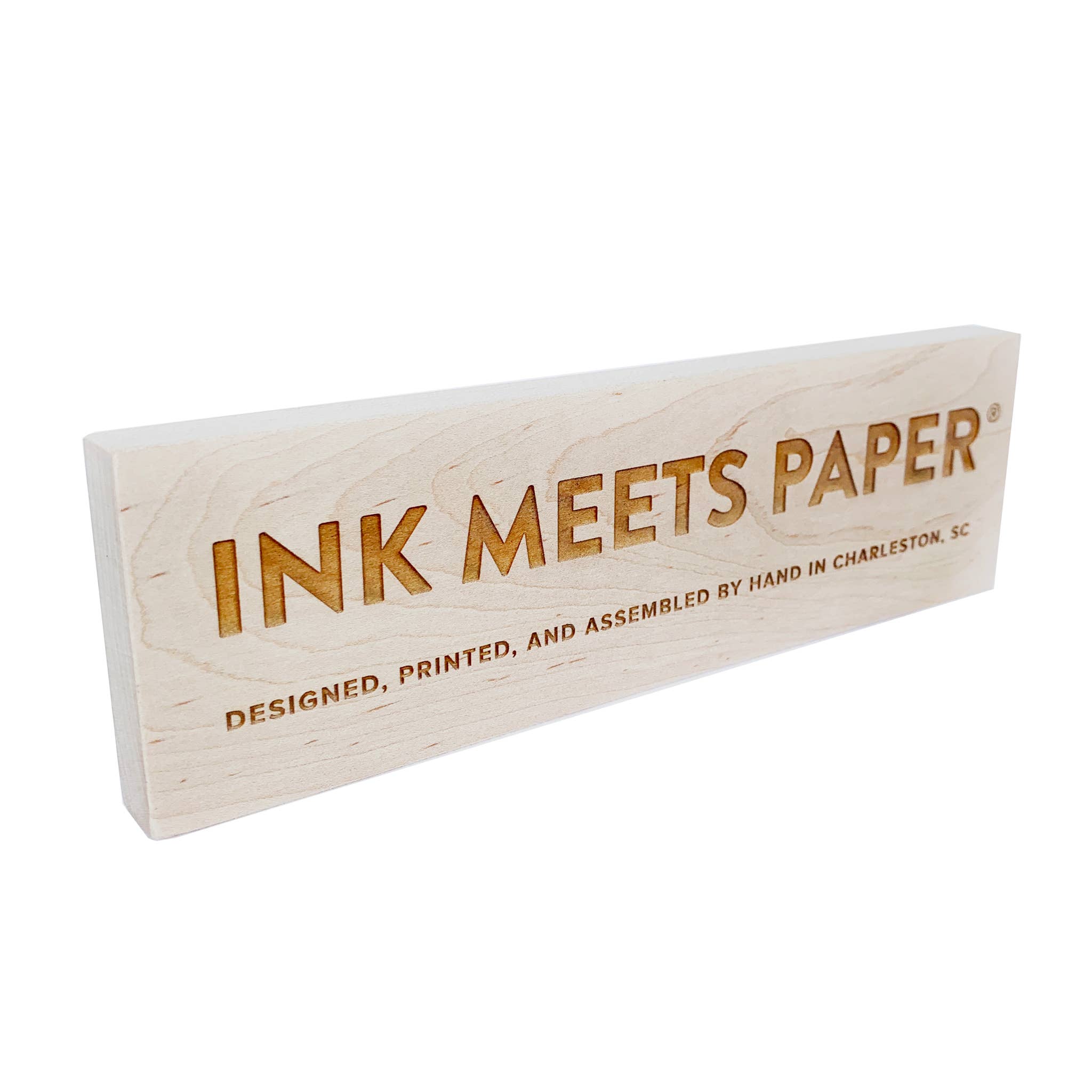 INK MEETS PAPER - Wholesale Desk/Tabletop Sign - INK MEETS PAPER Wood Brand Block Greeting Card Display Sign1