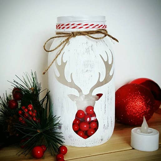 Christmas Deer Mason Jar for wholesale by Be Wreathed NYC
