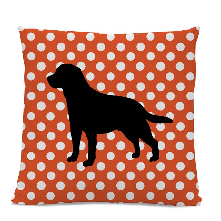 Sophisticated Pup - Wholesale Throw/Decorative Pillow - Polka Dot Lab Pillow 26" X 26" Spun Polyester