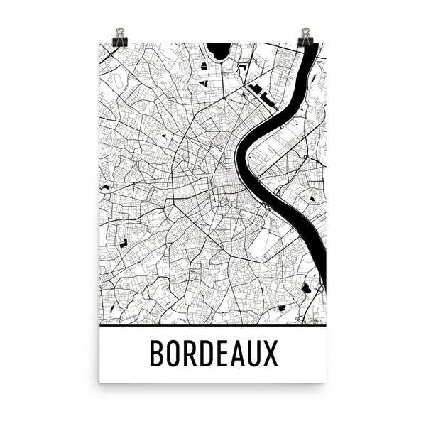 Modern Map Art - Wholesale Poster - Bordeaux France Street Map Poster 8" x 10"0