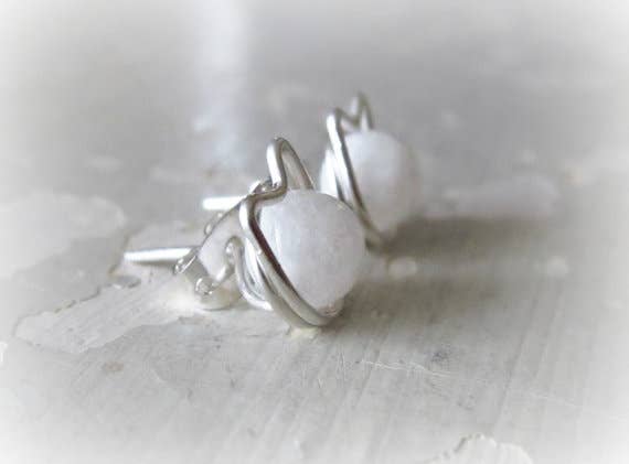 Contempo Jewelry - Wholesale Stud/Post Earrings - White Agate + Sterling Silver Cat Stud Earrings3