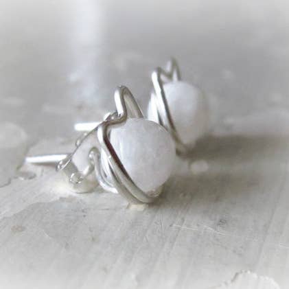 Contempo Jewelry - Wholesale Stud/Post Earrings - White Agate + Sterling Silver Cat Stud Earrings3