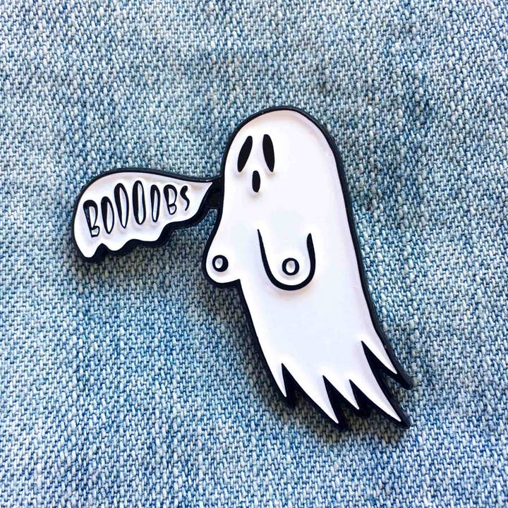 Ectogasm - Wholesale Lapel Pin/Button - "Boobs" Funny Ghost Goth Fashion Halloween Enamel Pin2