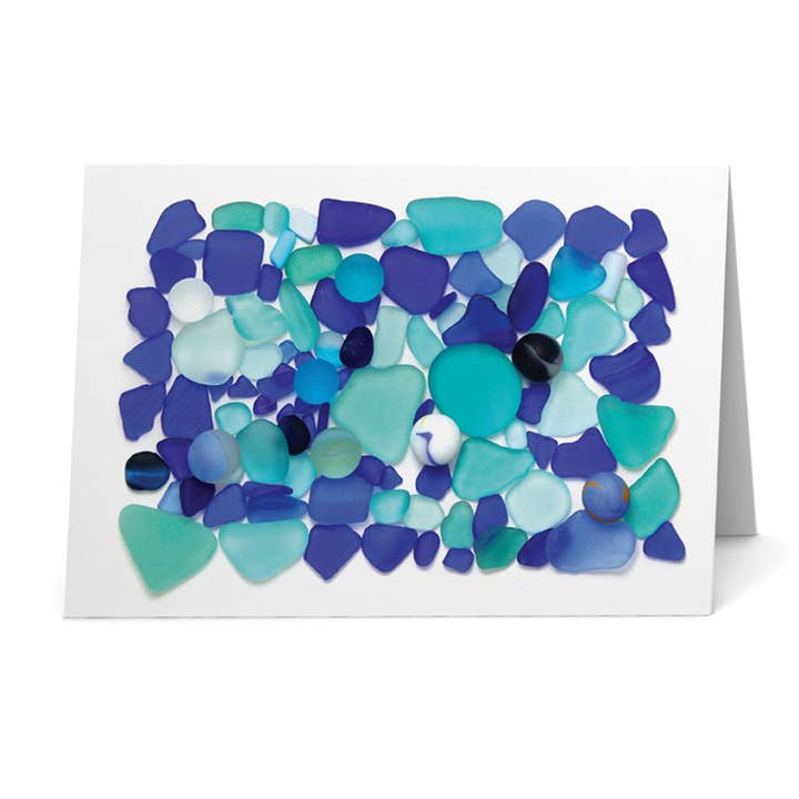 Blue Sea Glass Card for wholesale by Beachcombing / Etched by the Sea