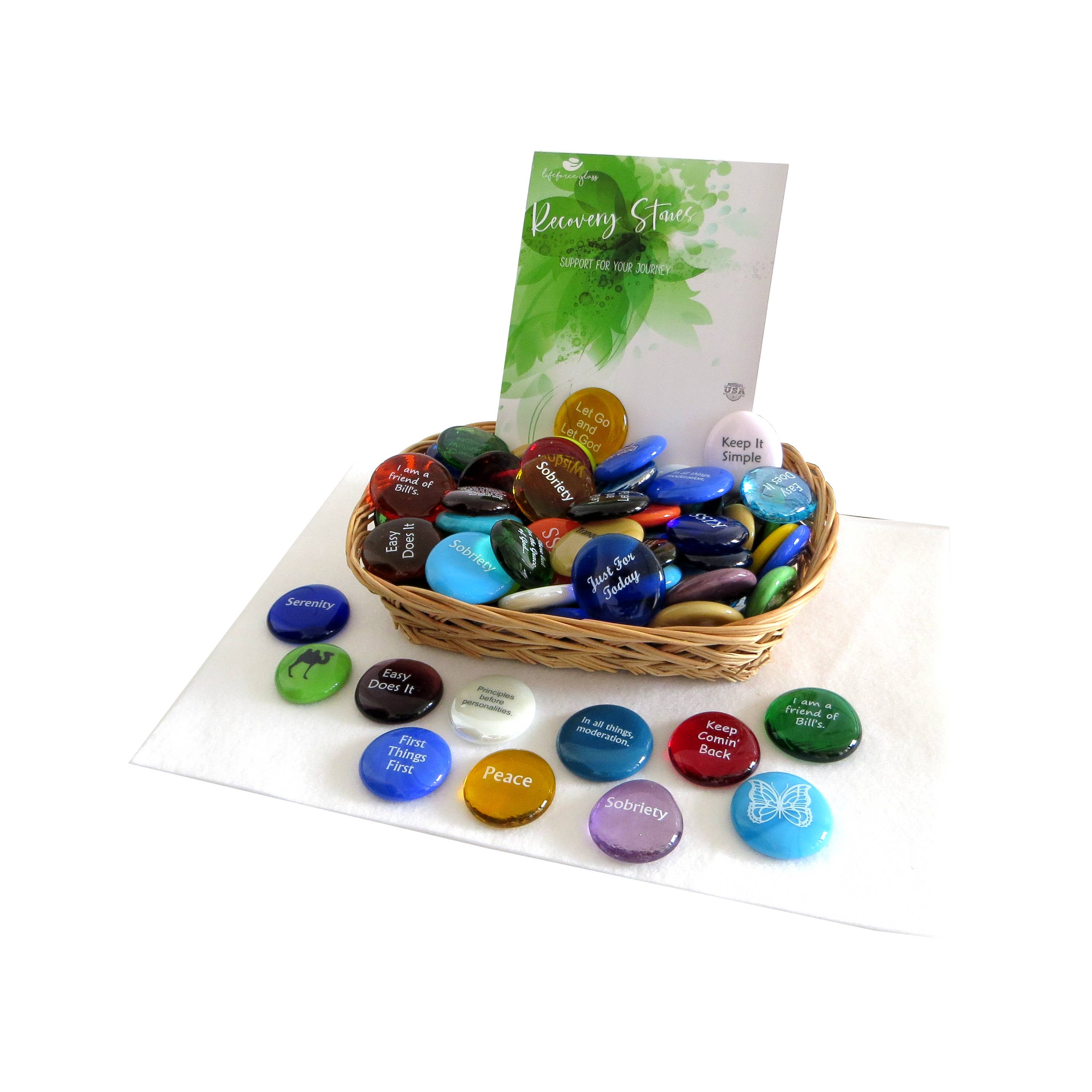 Lifeforce Glass, Inc. - Wholesale Keepsake Coin/Token - Recovery & Love Pocket Stones Combo Pack, Sobriety Gifts7