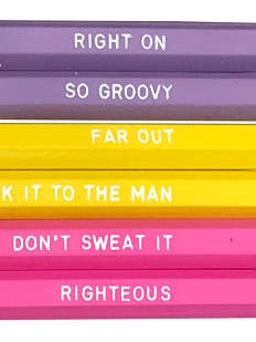 Bleistift-Set, Sprüche der 1960er Jahre | 6er-Set für den Großhandel von Violet Press