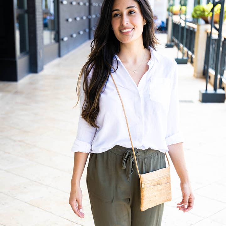 Natalie Therese - Vente Sac à bandoulière – femme - Sac bandoulière convertible en liège & sac banane | Liège rustique2