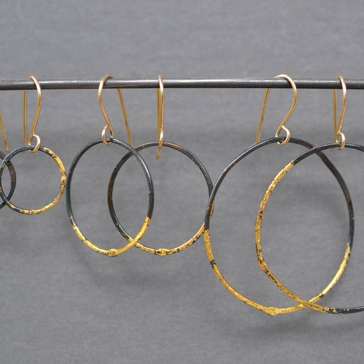 Metamorphosis Metals - Wholesale Dangle Earrings - Small Steel and Gold Hoops1