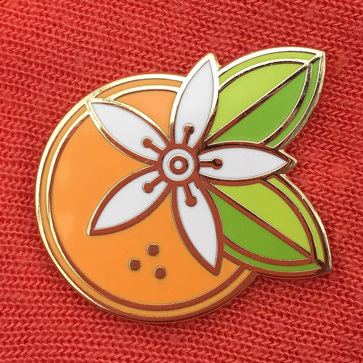 Épinglette géométrique en émail orange - Cadeau Californie et Floride pour la vente par Rather Keen