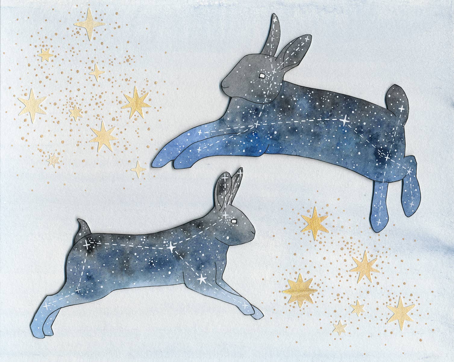 Sadly Harmless Illustration - Wholesale Art Print - Rabbit Constellation print0