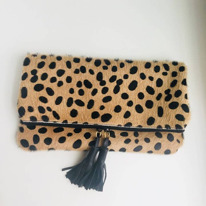 Hair on Fold Over Clutch for wholesale by Everley Dawn