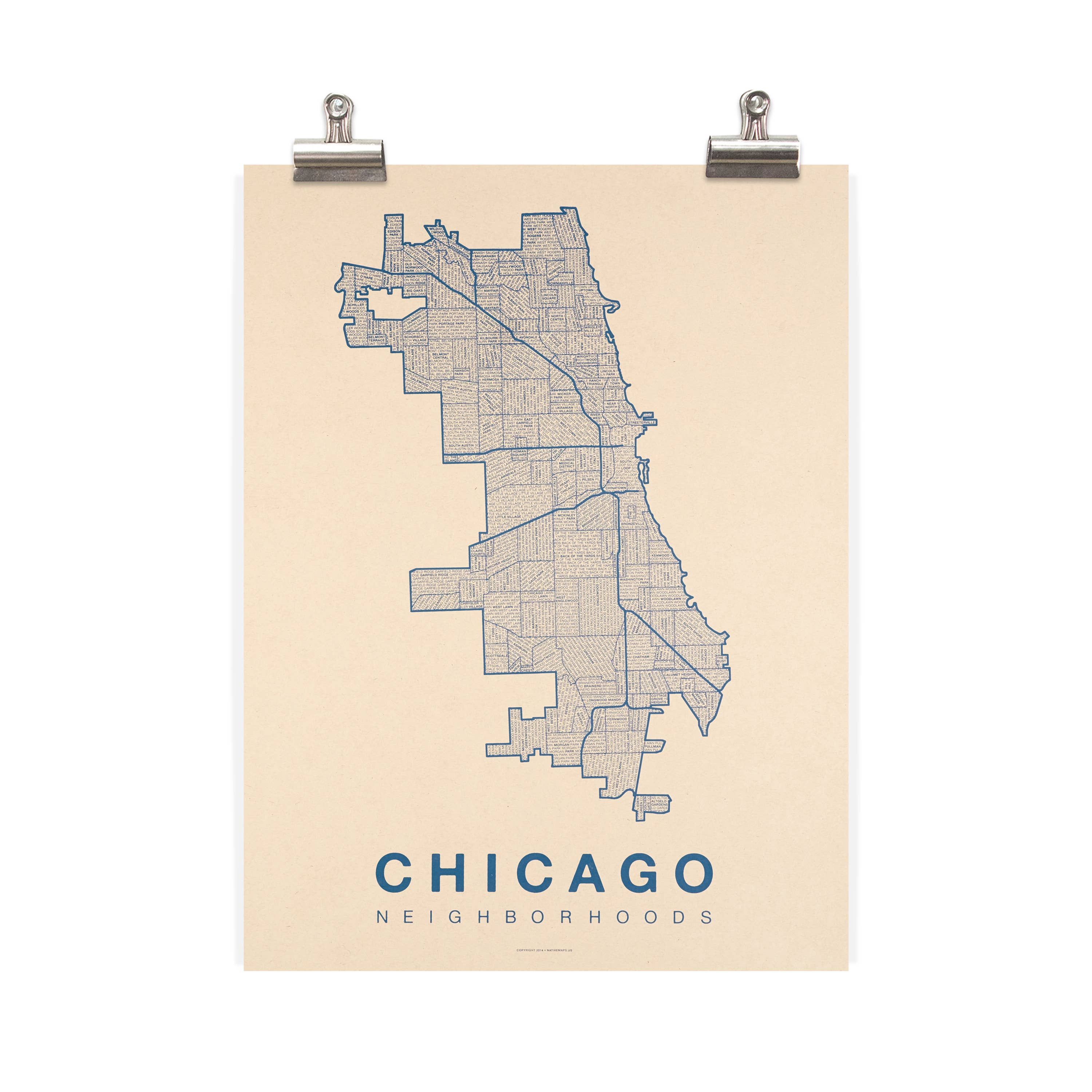 Native Maps - Wholesale Poster - Chicago, IL Neighborhood City Map Poster3