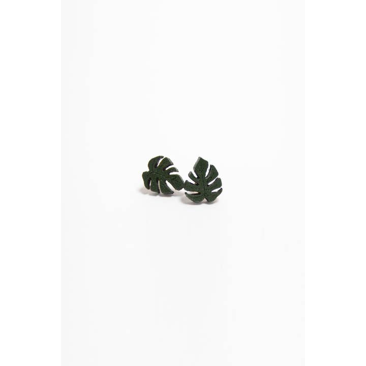 Stitch & Shutter - Wholesale Stud/Post Earrings - Monstera Studs2