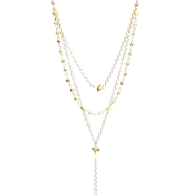 Gold - Triple Strand W/ Spike Necklace for wholesale by Alicia Marilyn Designs