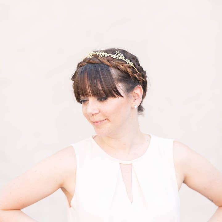 Diadema floreale a forma di iris in oro rosa o argento Sterling per la vendita all'ingrosso da parte di Acute Designs