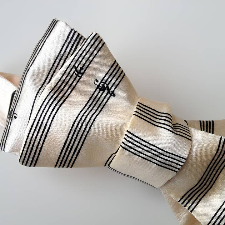 Music Manuscript Paper Bow Tie. Sheet Music Bowtie. for wholesale by Cyberoptix Tie Lab