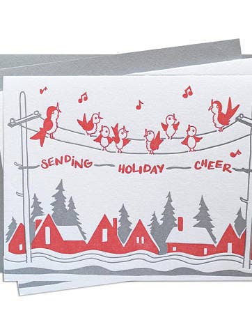Singing Birdies Christmas Cards - Box Set of 6 for wholesale by Violet Press