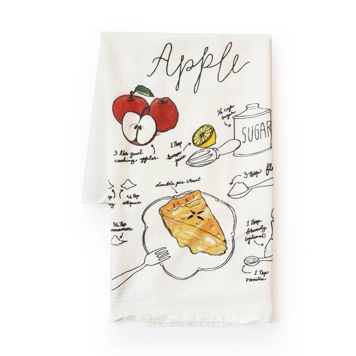 Apple Pie Recipe Tea Towel for wholesale by Wild Ink Press