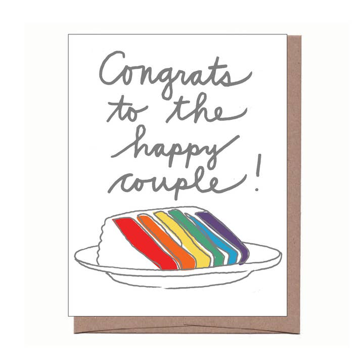 Rainbow Cake Wedding Greeting Card for wholesale by La Familia Green