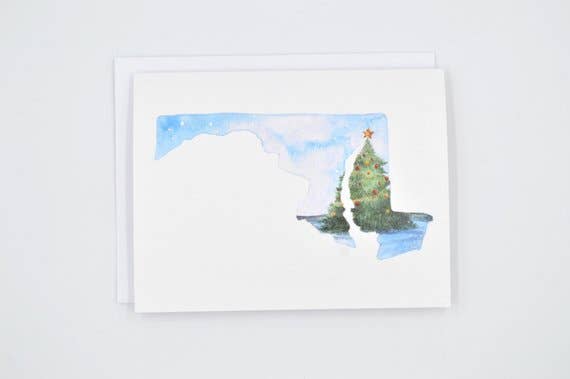 Rachel Alvarez Art - Wholesale Christmas Card - Maryland Christmas Watercolor Notecard Set1