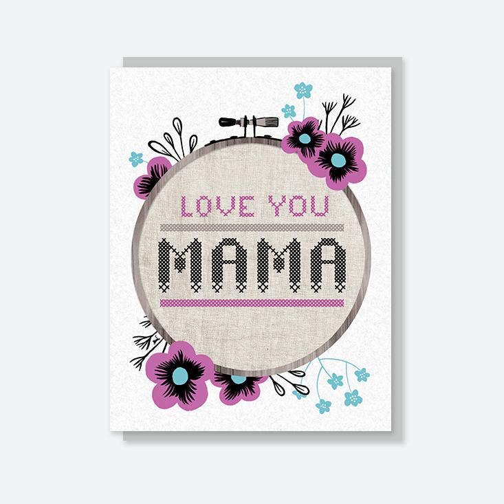 Craftedmoon - Wholesale Mother's Day Card - Love You Mama Cross Stitch Card0