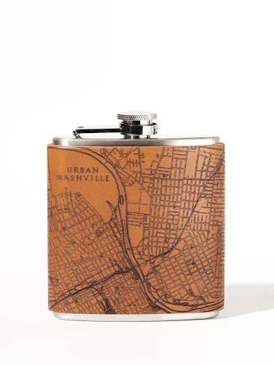 Nashville Map Flask for wholesale by Tactile Craftworks