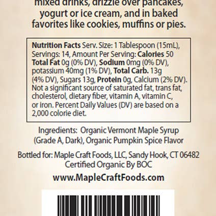 Maple Craft Foods - Wholesale Maple Syrup - Organic Pumpkin Spice Maple Craft Syrup3
