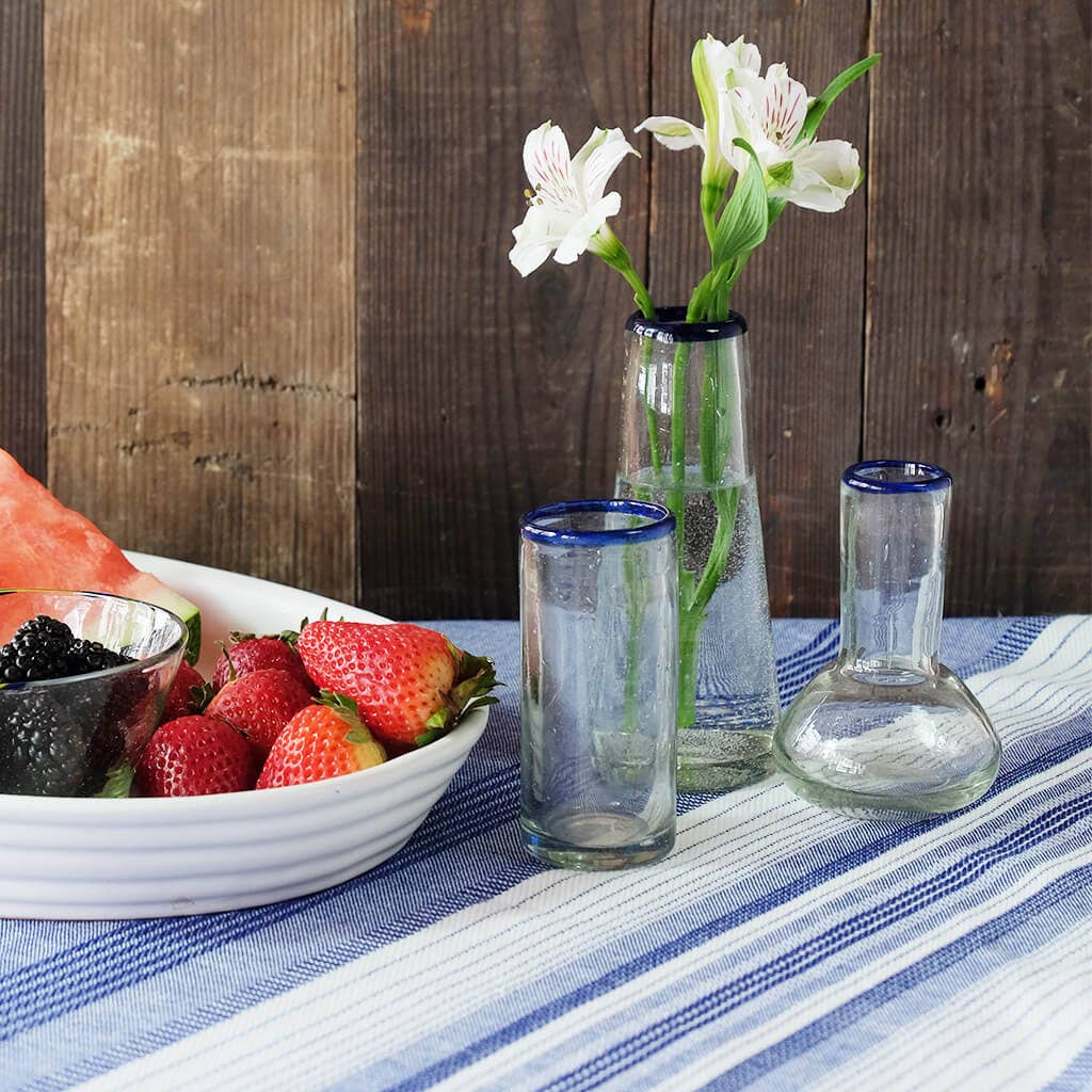 Sobremesa - Wholesale Vase - Blue Rim Small Conical Glass Vase, Bud Vase, Decor3