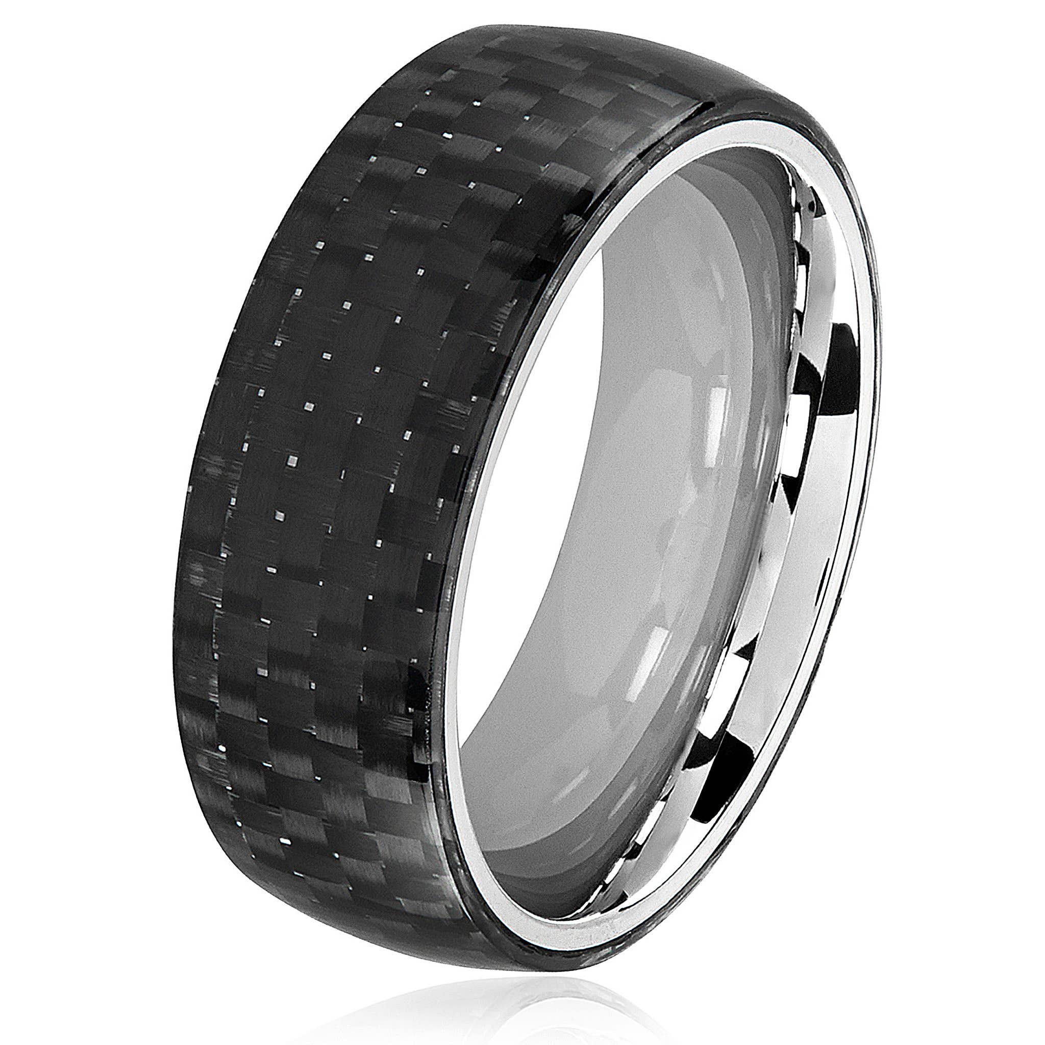 West Coast Jewelry - Wholesale Band/Stacked Ring - Carbon Overlay Glossy Domed Ring0