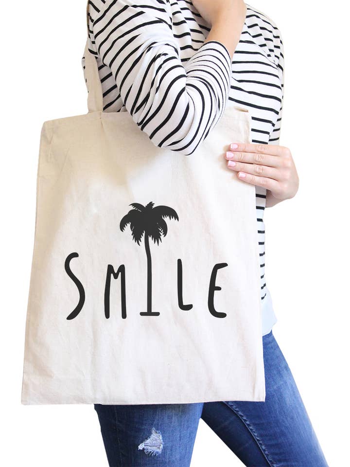 Smile Palm Tree Canvas Bag for wholesale by 365 In Love