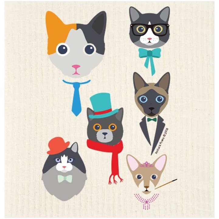Cat Characters Swedish Dishcloth for wholesale by Potluck Press