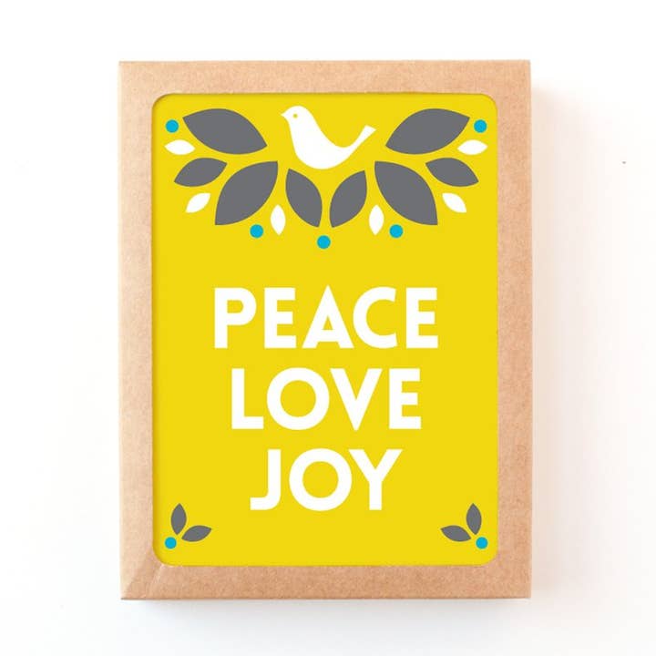 Holiday Dove Modern Yellow Christmas Greeting Card - Box for wholesale by Graphic Anthology Greeting Cards