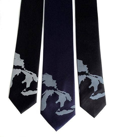 Cyberoptix Tie Lab - Wholesale Necktie - Men's - Great Lakes Map Necktie0