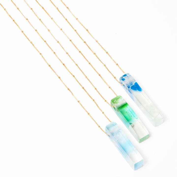 MOSAIK STILETHÆL GULD FYLD SATELLIT HALSKÆDE for engroshandel hos Smart Glass Recycled Jewelry