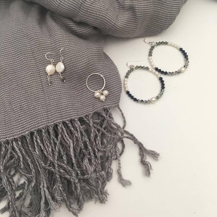 Jamila Collective, LLC - Wholesale Dangle Earrings - Salam Hoop Earrings - Neutrals2