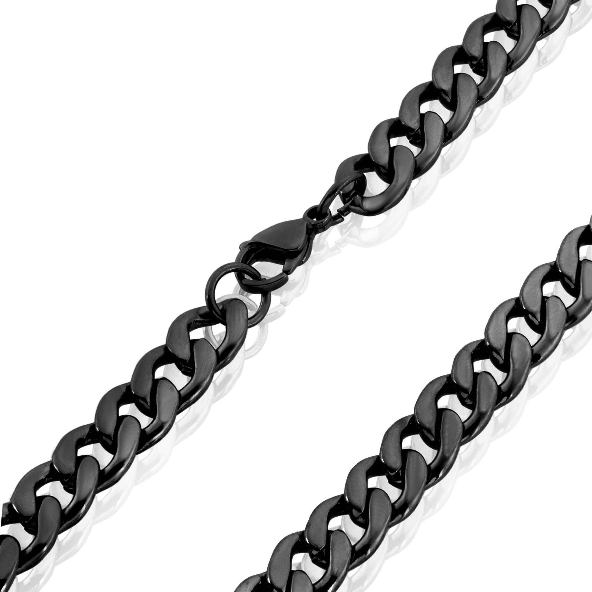 Black Men's Stainless Steel Curb Necklace (9mm) - 24" for wholesale on Faire2