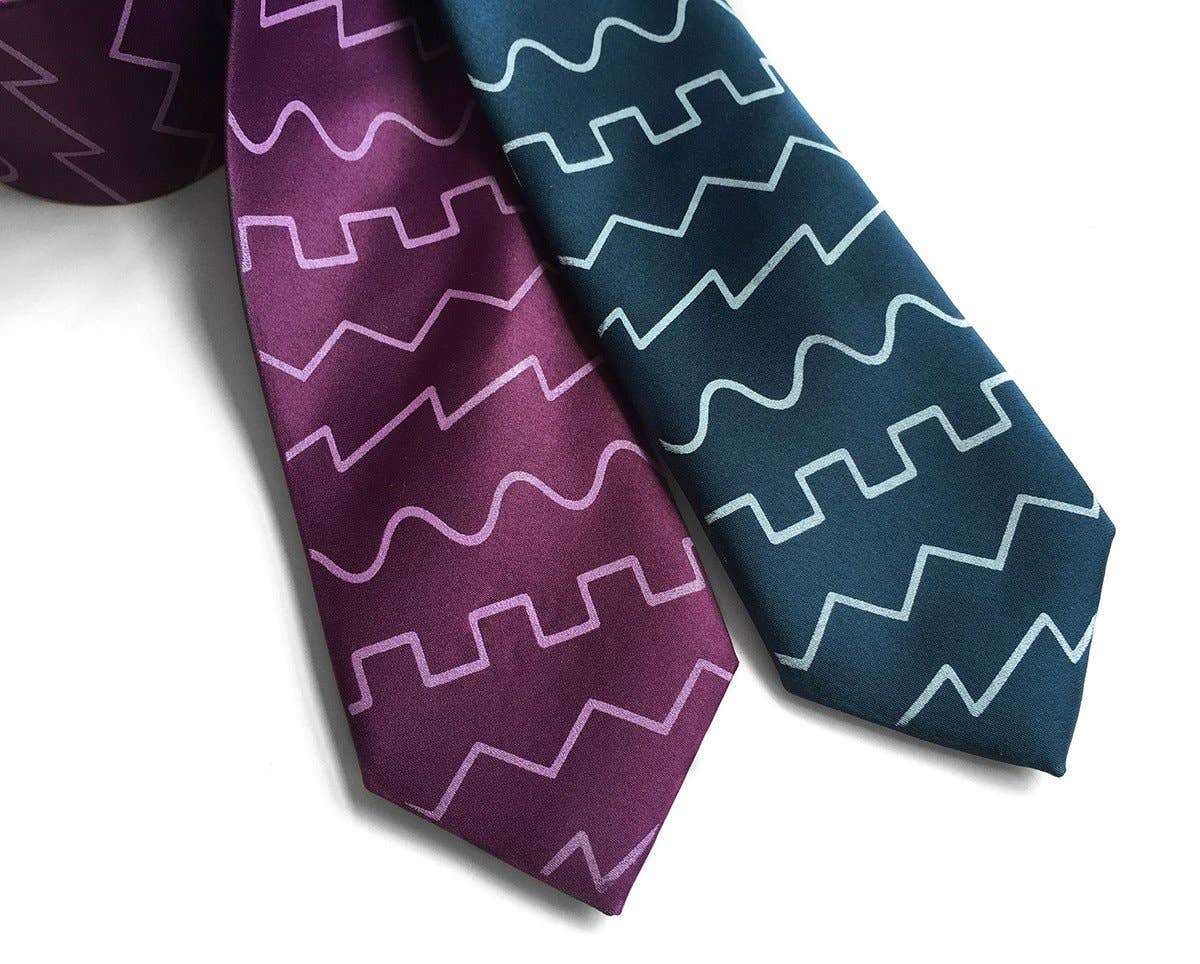 Cyberoptix Tie Lab - Wholesale Necktie - Men's - Oscillator Waves Silk Necktie. Sound Waves Tie0