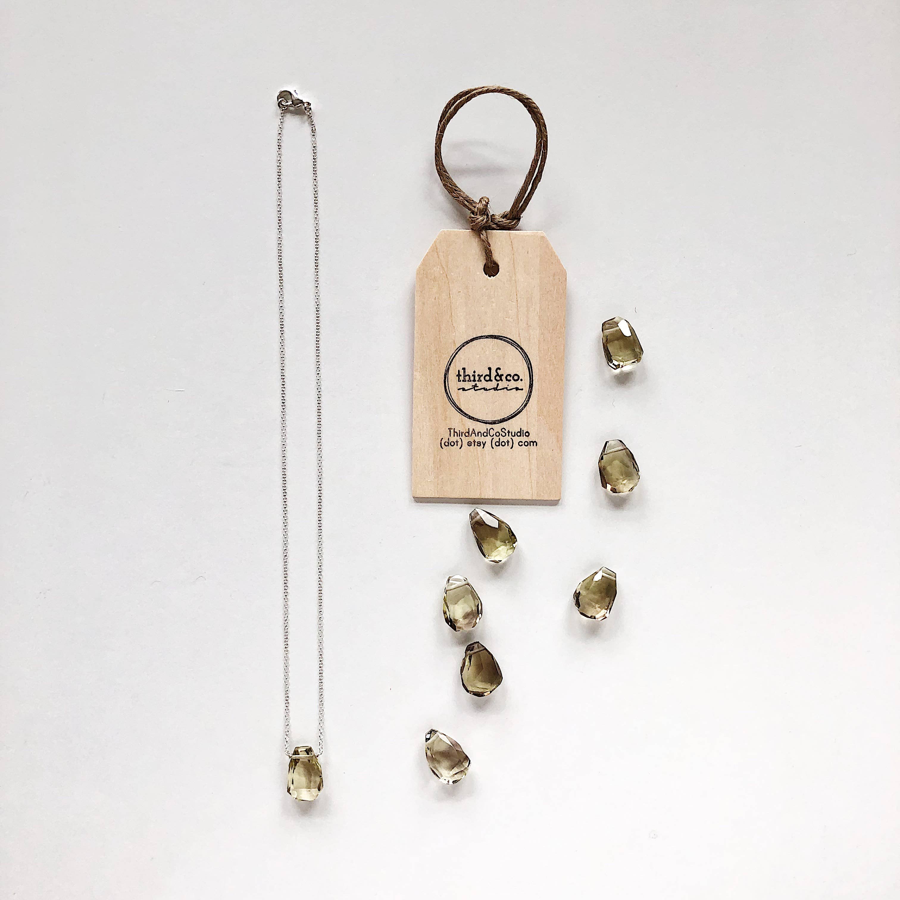 Third & Co. Studio - Wholesale Pendant/Charm Necklace - Hand-cut Faceted Lemon Topaz Teardrop Necklace10