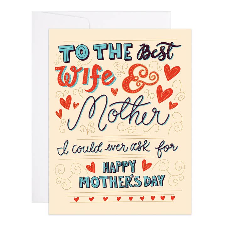 Best Wife & Mother - Mother's Day Card for wholesale by 9th Letter Press