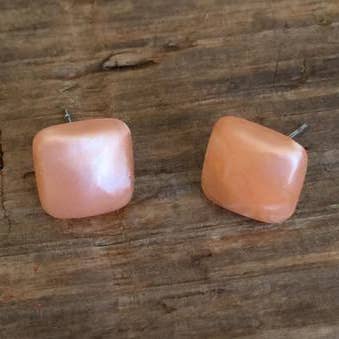 Peach Enamel Square Acrylic Stud Earrings for wholesale by Leetie Lovendale