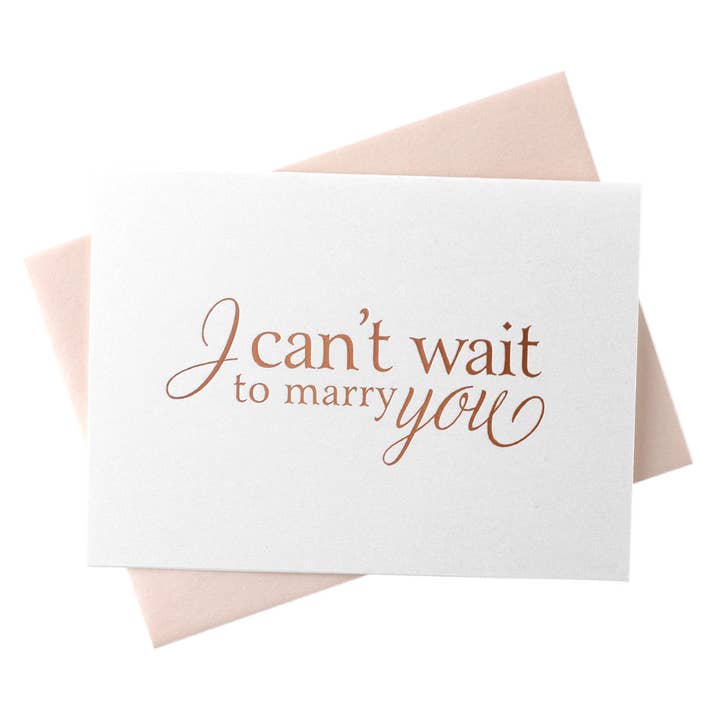 Marrygrams - Vente Faire-part de mariage - I Can 't Waite to Marry You Carte de mariage Mariée Marié Rose Foil